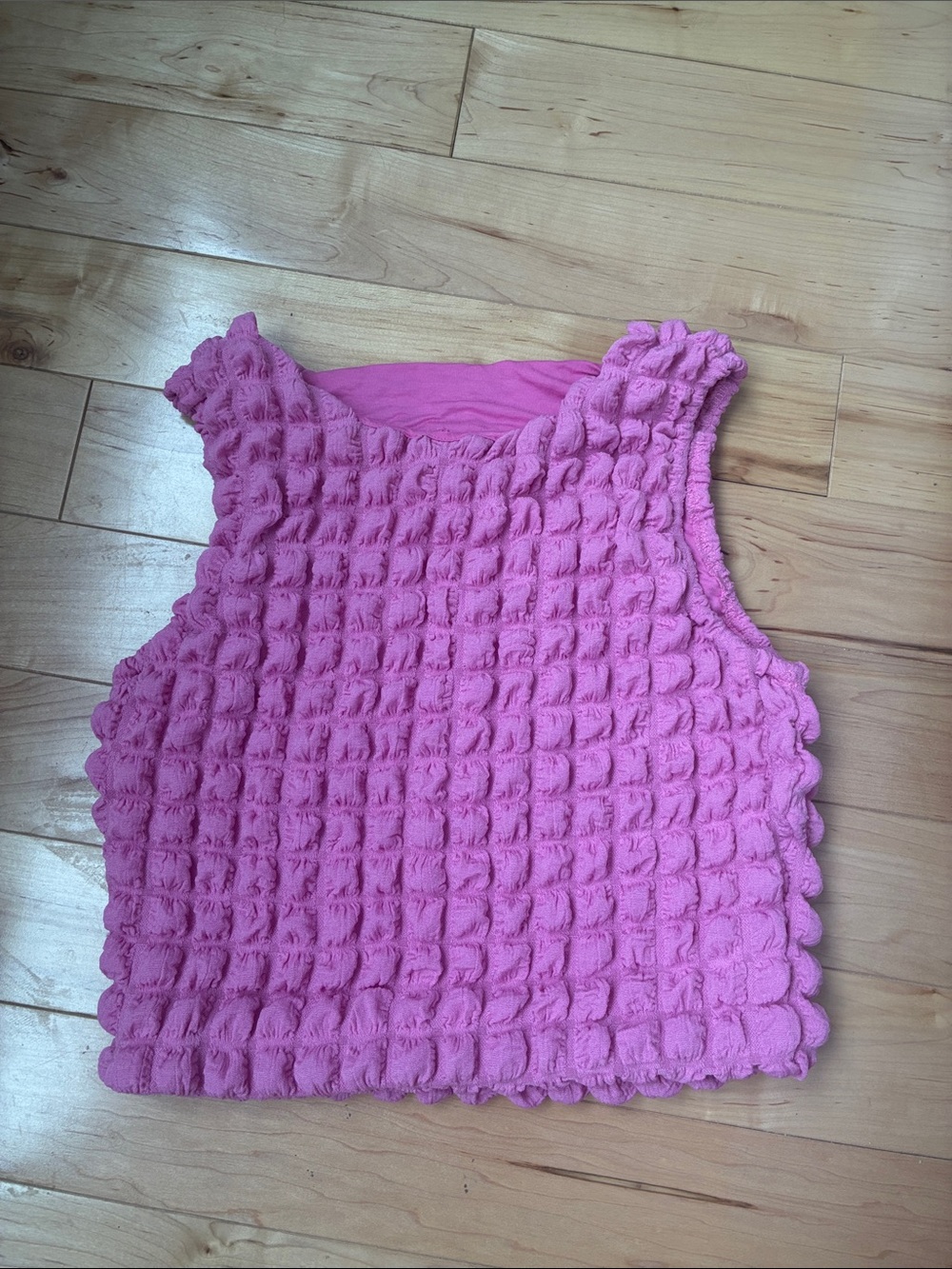 Pink Textured Knit Sleeveless Top
